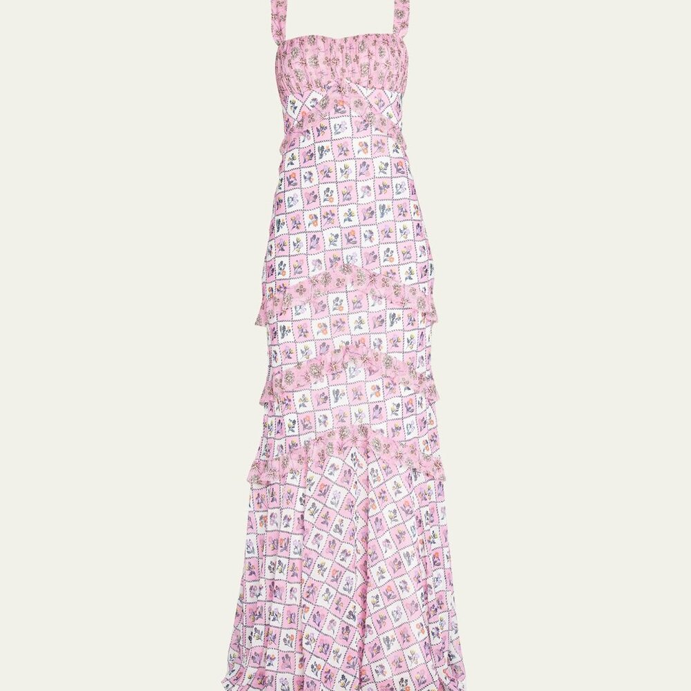 SALONI - Chandra Floral Ruffled Gown